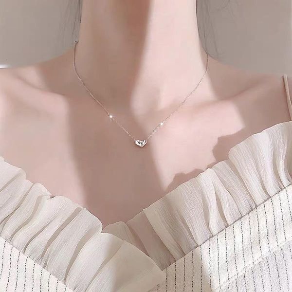

pendant necklaces silver love clavicle chain simple temperament female minority design light luxury