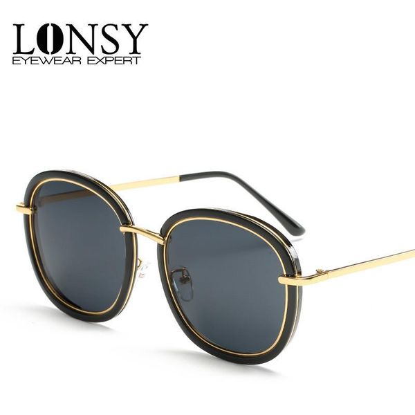 

sunglasses lonsy fashion oversized women brand designer metal frame sun glasses female shades feminino uv400, White;black