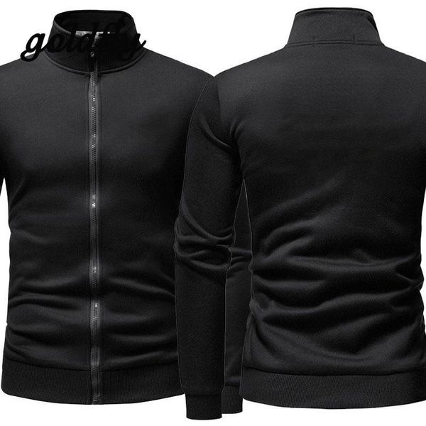 

men's hoodies & sweatshirts jacket casual fashion streetwear zipper hooded male clothing tracksuit spring autumn, Black