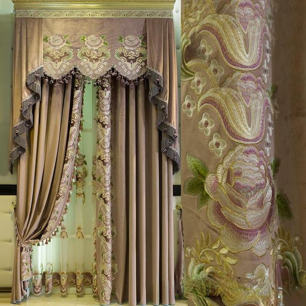 Cortinas cortinas de bordado de flanela cortinas de costura para sala de jantar de jantar de jantar de Natal