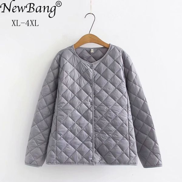 

newbang 4xl plus size lightweight cotton coat women winter warm liner collarless coat female slim jackets 201014, Black