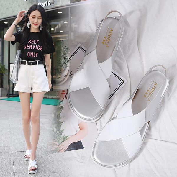 

sandals women's 2021 summer british style shoes trendy flat daling, Black