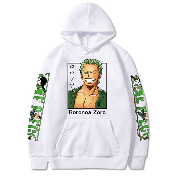 Anime One Piece Roronoa Zoro Baskılı Erkek Kadın Hoodie Street Giyim Gündelik Sweatshirts y0727