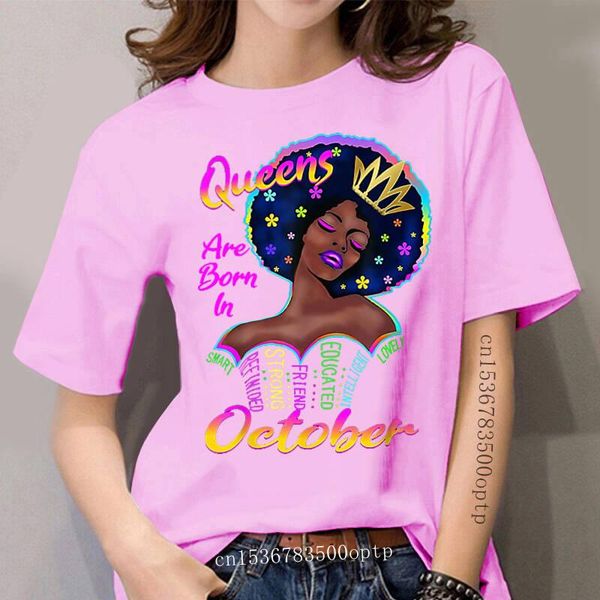 

women's t-shirt queens are in october birthday shirt black gift, White
