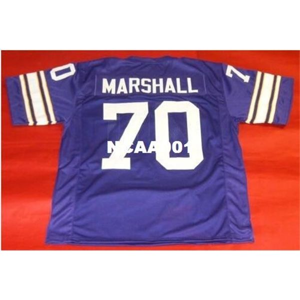

001 custom #70 jim marshall retro college jersey size s-4xl or custom any name or number jersey, Black