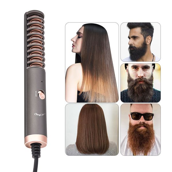 

electric hair straightening iron beard brush comb men women alloy straightener styling fast wet&dry use constant temperature