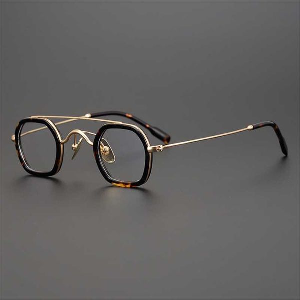 

fashion sunglasses frames small size pure titanium japanese handmade eyeglasses men retro optical eyewear clear lens prescription myopia gla, Black