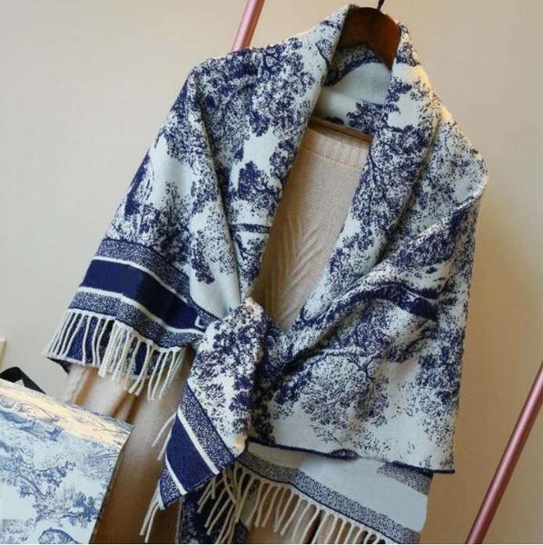 

wholesale wool silk scarf designer cashmere scarves fashion luxury shawl long neck winter scarfs women scarve bufanda landscape print pashmi, Blue;gray