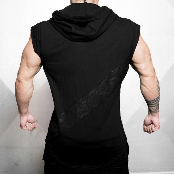 

new men bodybuilding hooded tank sleeveless sweatshirt summer gyms fitness workout casual fashion brand crossfit clothing dm4u, White;black