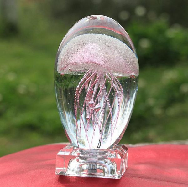 Novidade Artigos 3D Colorido Cor Sólido Cristal Jellyfish Papelweight Ornament Presentes de Natal Bonito Friends Gift Art Craft Collectible