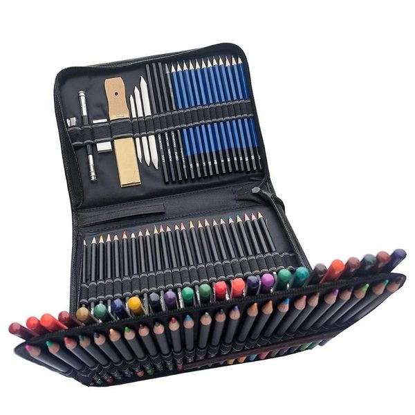 

gift sets drawing & art supplies set - colored pencils sketching, graphite pencils, perfect kit for beginners