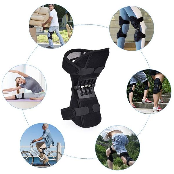 elbow & knee pads joint support pad breathable non-slip lift pain relief for power spring force stabilizer elder, Black;gray