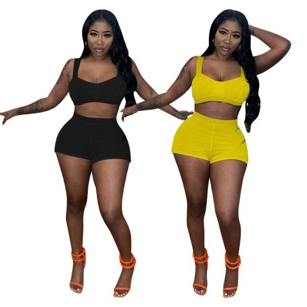 

women's tracksuits tracksuit two piece matching sets womens outfits sleeveless vest tank crop female biker shorts sweatpants fitnes, Gray