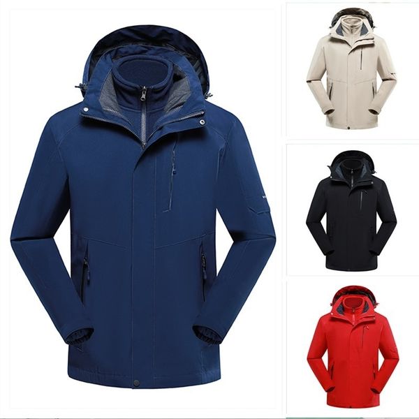 

outdoor stormsuit autumn winter men's women's two in one detachable lovers' windproof and waterproof mountaineering clothes c, Blue;black