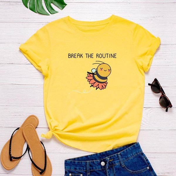 

women's t-shirt ropa plus size mujer summer women tshirt cute bee print shirt 100%cotton t casual o-neck short sleeve tees loose, White
