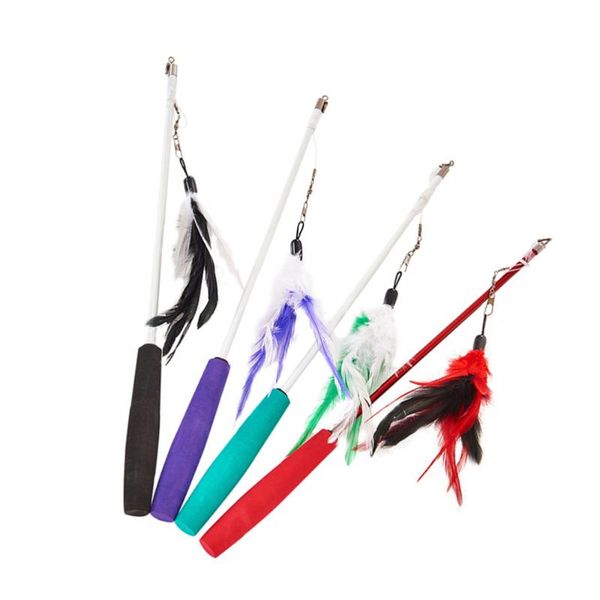 

cat toys feather teaser retract fishing rod funny stick creative