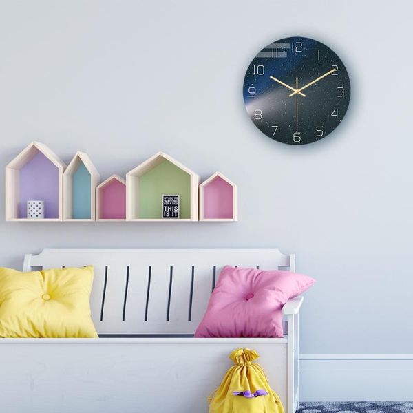 

wall clocks galaxy universe planet decorative clock acrylic round non ticking art decor bedroom living room kitchen office
