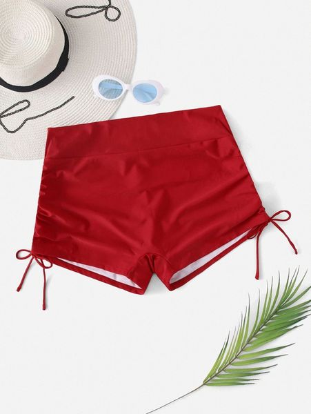 

plus plain drawstring bikini bottom a5xd#, Black