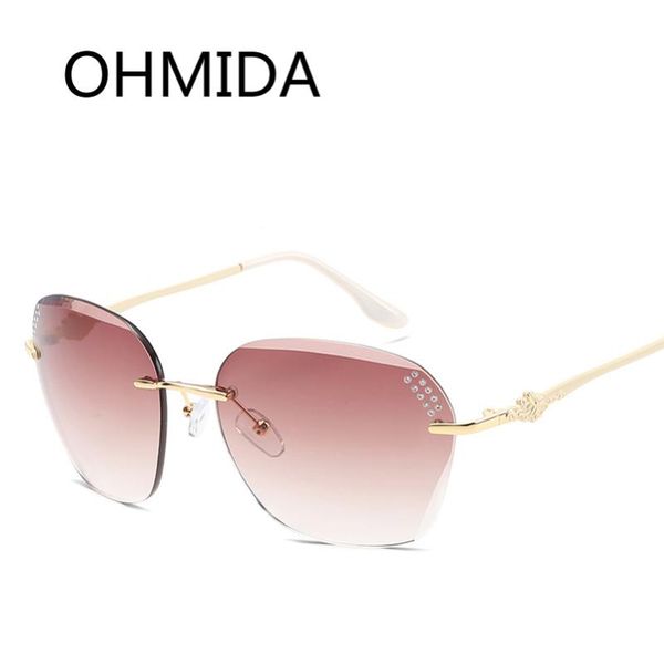 

ohmida new fashion rimless sunglasses women mirror uv400 flower women's sun glasses frameless vintage lunette de soleil femme, White;black
