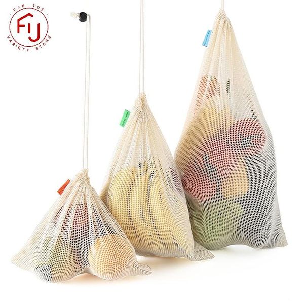 

storage bags mesh net cotton bag reusable fruit vegetable produce washable kitchen toys sundries