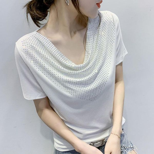 

women's blouses & shirts blouse women 2021 blusas v-neck shirt short sleeve summer white clothes d62