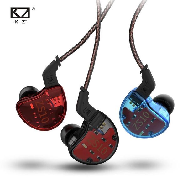 

kz zs10 4ba + 1dd dynamic hybrid in-ear earplugs hifi running sports noise reduction bass gaming headset replaceable cable