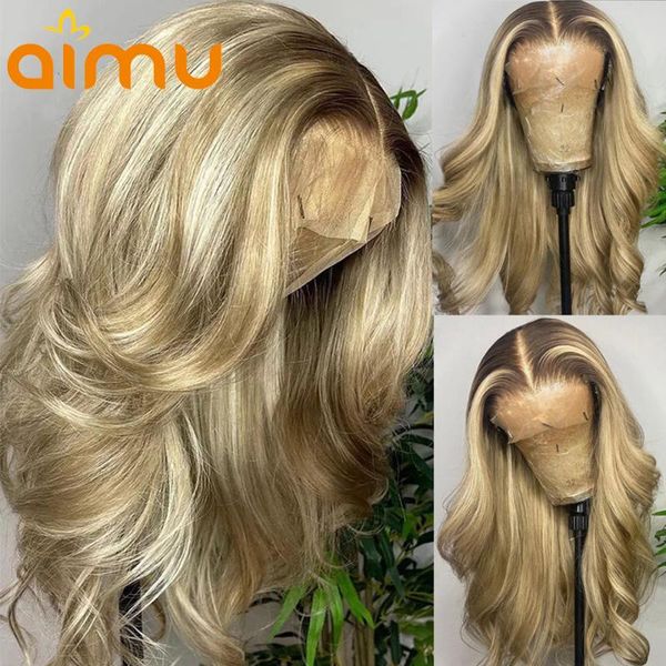 

lace wigs 30 inch body wave highlight 613 ombre blonde 13x6 frontal wig pre plucked hd transparent human hair for women 180%, Black;brown