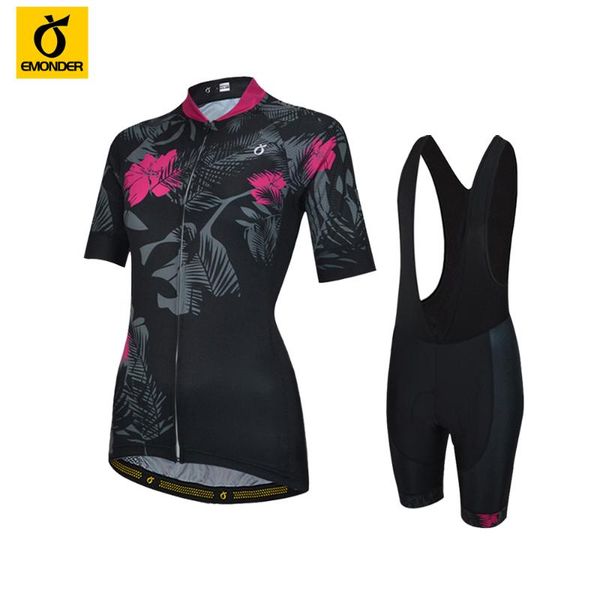

racing sets emonder cycling jersey set customize women's t-shirts and shorts 3d pad clothing roupa ciclismo bike clothes qualit, Black;blue