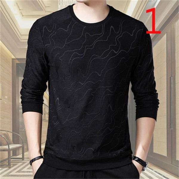 

New 2021 Long-sleeved T-shirt Thin Section Half-high Collar Korean Version of Slim Men's Solid Color SO4I, White;black