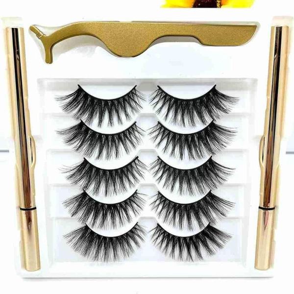 

false eyelashes 5 pairs set lashes eye makeup eyeliner beauty liqiud tool kit tweezers k7i9