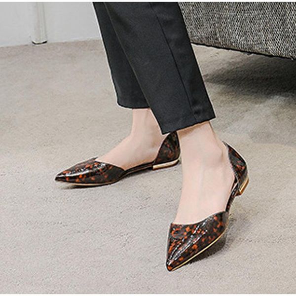 

sandals women summer flats bag heel pointed toe serpentine pu female single shoes loafers plus size 42 casual office style 2021, Black