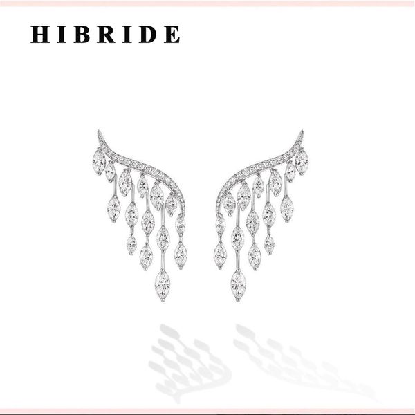 

hibride luxury clear cubic zircon angel wings women stud earrings white gold color brinco jewelry e-392, Golden