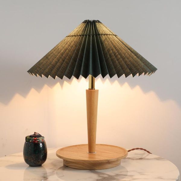 

table lamps pleated log ins nordic blackish green color restoring ancient ways is the living room desk lamp of head a bed