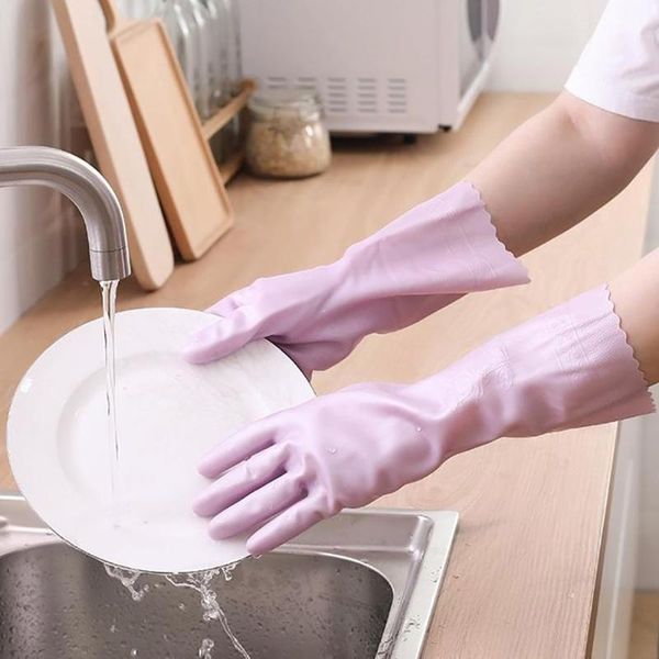 

disposable gloves 2pcs waterproof anti-skid latex cleaning glove household dish washing tool kitchen clean silicone