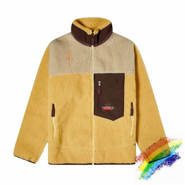 

2021 new lamb wool fleece travis scott cactus trails tri color full zip hoodie men women 1:1 embroidery sweatshirts 8acx, Black