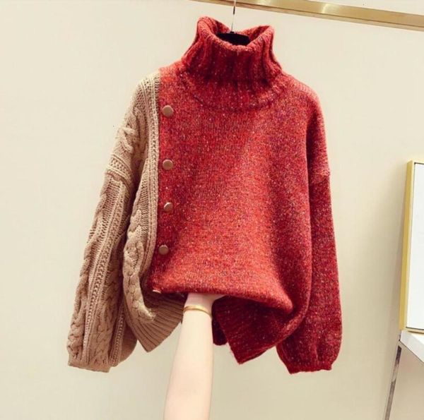 

20212020 warm for women lazy wind pullover long sleeve turtle neck autumn winter pull turtleneck sweaters red sale, White;black