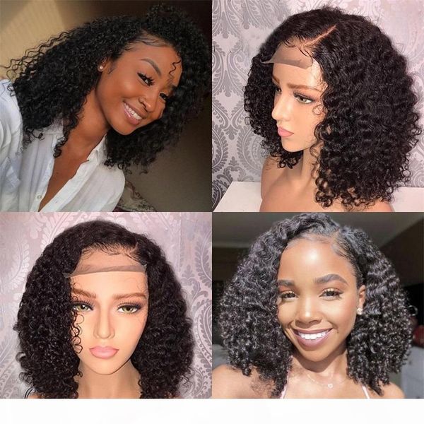 

indian curl wig curly lace front human hair wigs lace frontal wig short bob pre plucked with baby hair lace closure wig, Black;brown