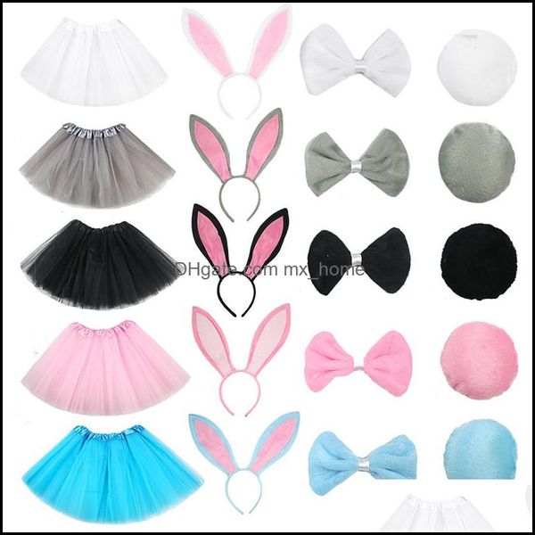 Saias Skorts Bebê Crianças Roupas Bebê, Maternidade Meninas Páscoa Net Yarn Malha Gaze Com Rabbit Ears Hair Sticks Crianças Lace Ballet inchado