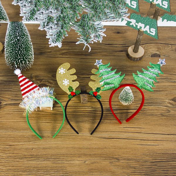 

christmas fabric cartoon snowflake antlers decoration headband head buckle accessories multiple styles