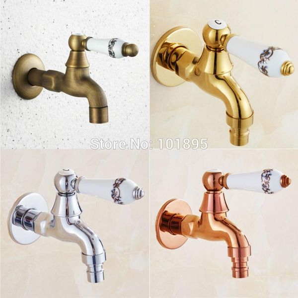 

wall mounted half inch thread 5 colors finishing brass bibcock used in bathroom and washing machine l17001