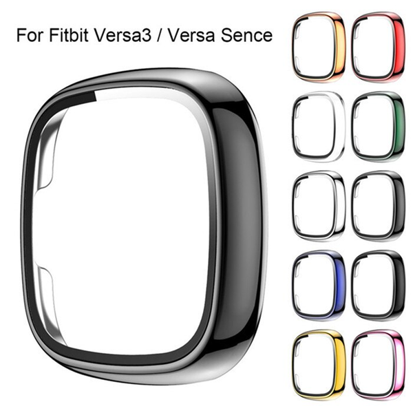 

360 full cover tempered glass for fitbit versa3/ fitbit sense pc frame tempered glass screen protector for fitbit versa 3