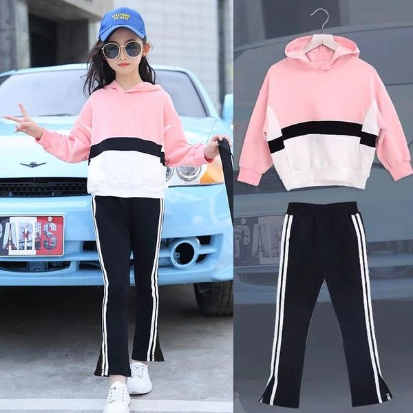 

clothing sets children clothes autumn spring girls long sleeve tracksuit 6 7 8 10 12 years hoodies sport suit kids, White