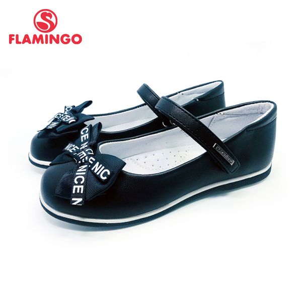 

flamingo new bowknot foot arch design a spring&summer size 30-36 school shoes for girl 202t-z6-1965/66 210312, Black;red
