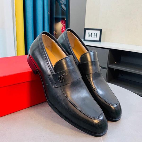 

dress shoes luxury oxford leather fashion business metal decoration design mens wedding banquet office dh027, Black