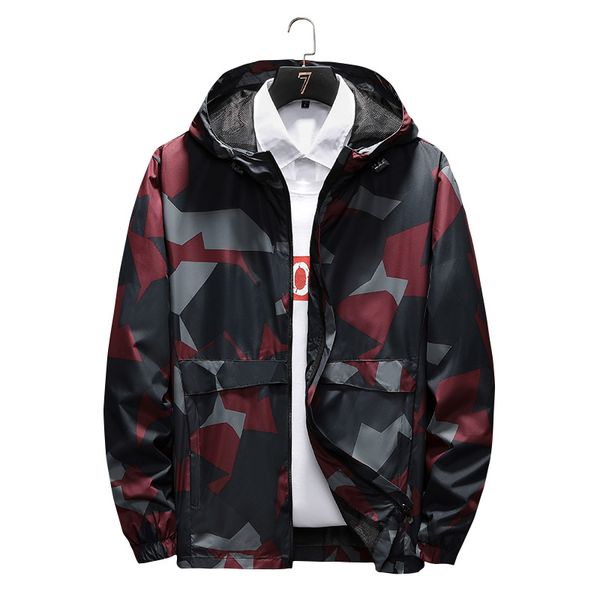 

men outdoor casual jacket fashion trend 2021 spring autumn hooded coat men camouflage zipper pocket loose fit cargo jacket men, Black;brown
