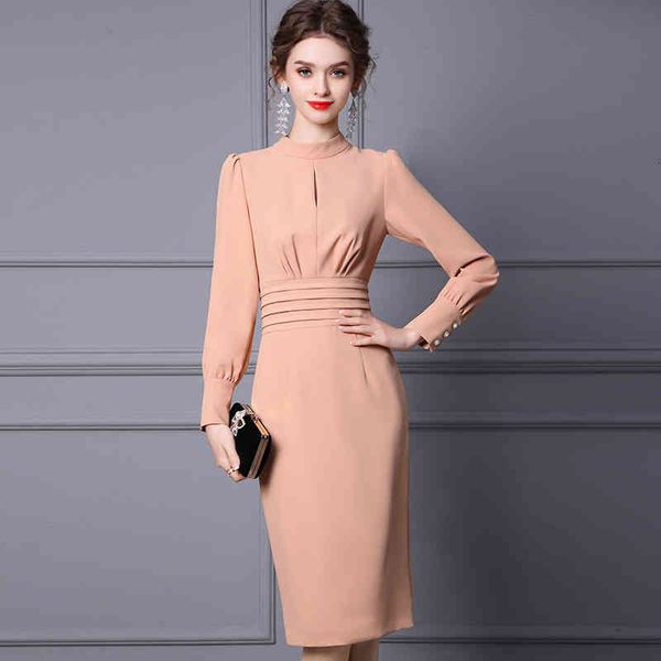 

Casual Dresses Zhili annual meeting dress orange pink elegant temperament close waist thin medium and long Hip Wrap Skirt spring TK0C, Black;gray