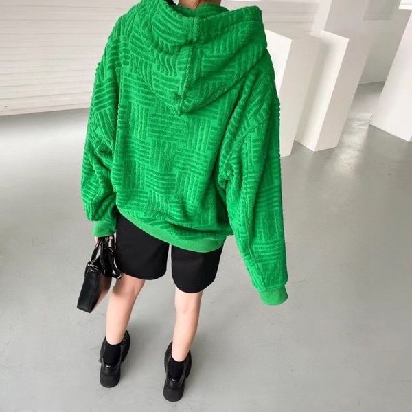 

brand hoodie b family 21 autumn and winter loose hooded green towel special woven broken pattern craft fabric sweater, Black