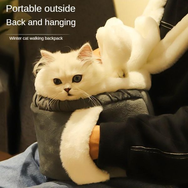 

cat carriers,crates & houses warm fleece portable kitten chest backpack pink cute pet puppy carrier bag outdoor dog travel handbag yor