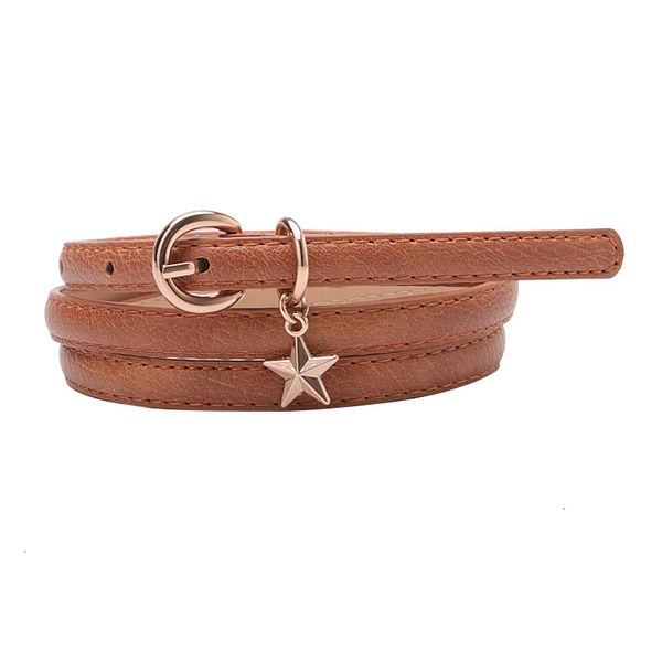 

new arrivals time-limited designers womens fashion five-pointed star decorative thin belt all-match black student belt womens environmental, Black;brown