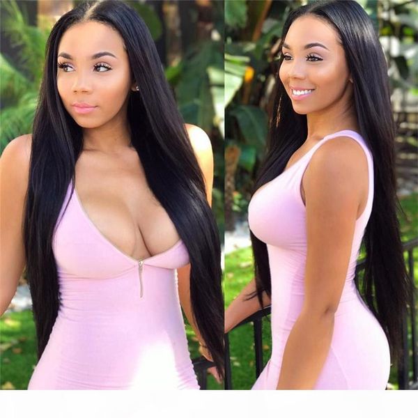 

30 in full lace human hair wigs straight long remy virgin brazilian hair pre plucked 28 30 inch lacefront wigs 130 density, Black;brown